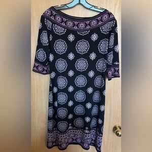 Max Studio Black and Purple Patterned Dress